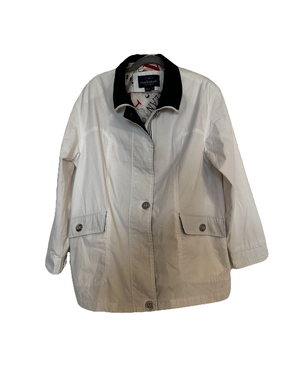 MACKINTOSH New England Jacket Women’s Size M Nautical Map Rain Coat Windbreaker